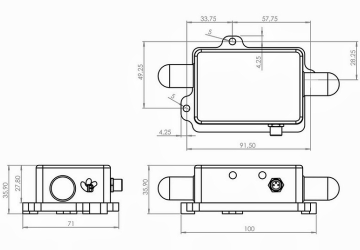 BeanDevice? 2.4GHz AX-3D XRange 傳感器尺寸圖